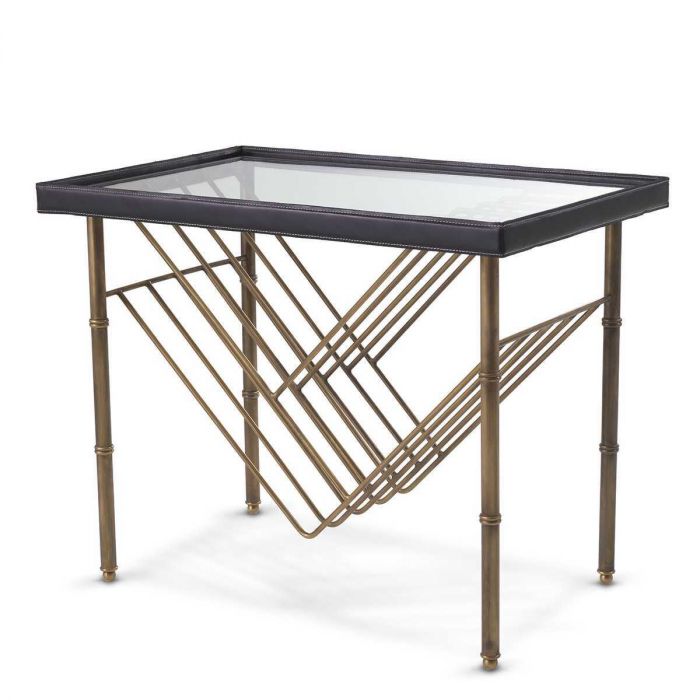 Side Table Princess with magazine rack black leather