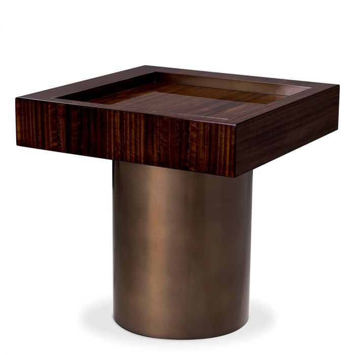 Side Table Otus square eucalyptus veneer bronze finish