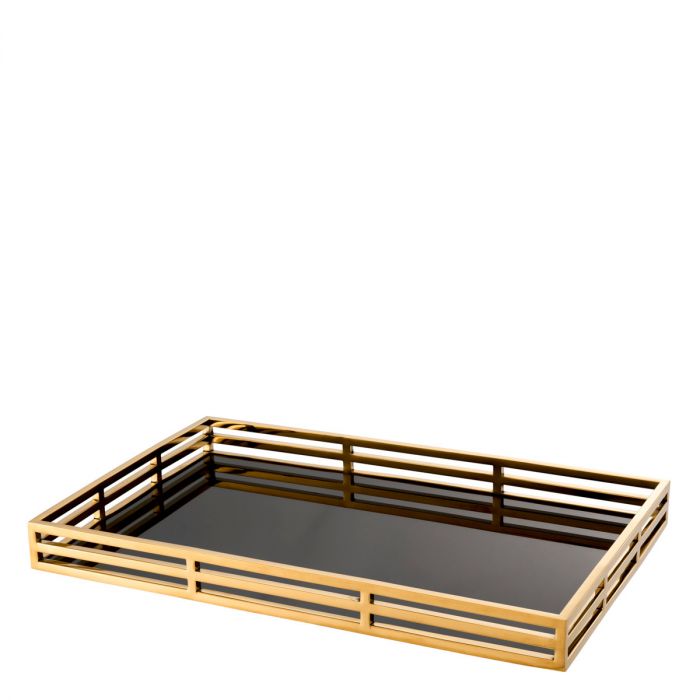 Tray Giacomo gold finish rectangular