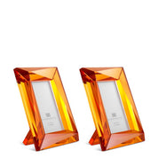 Picture Frame Obliquity S orange crystal glass set of 2