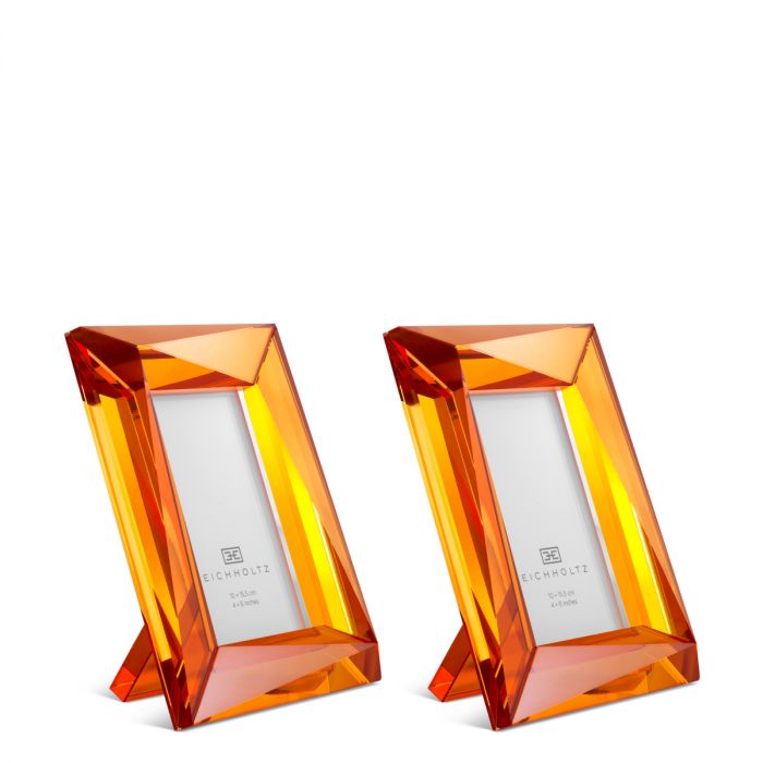 Picture Frame Obliquity S orange crystal glass set of 2