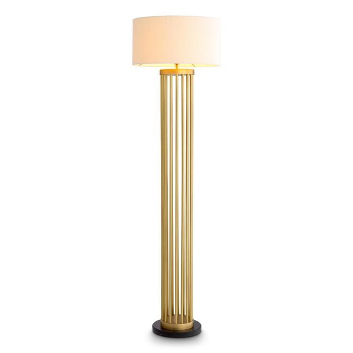 Floor Lamp Condo antique brass finish incl bouclé shade