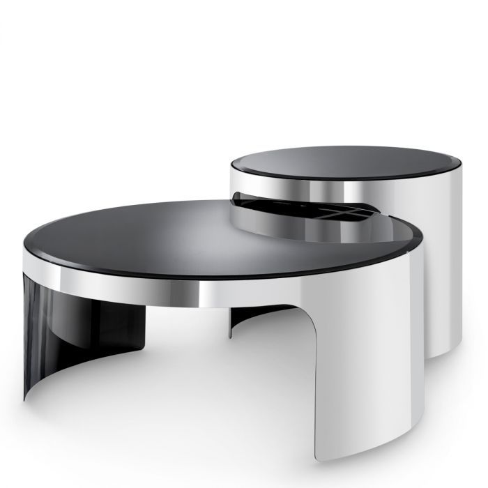 Mesa de centro Piemonte acero inoxidable pulido juego de 2