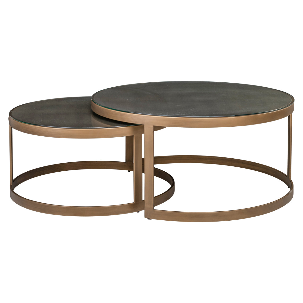 Coffee table Bloomville brass shagreen incl. glass tops (Set of 2)