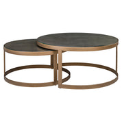 Coffee table Bloomville brass shagreen incl. glass tops (Set of 2)