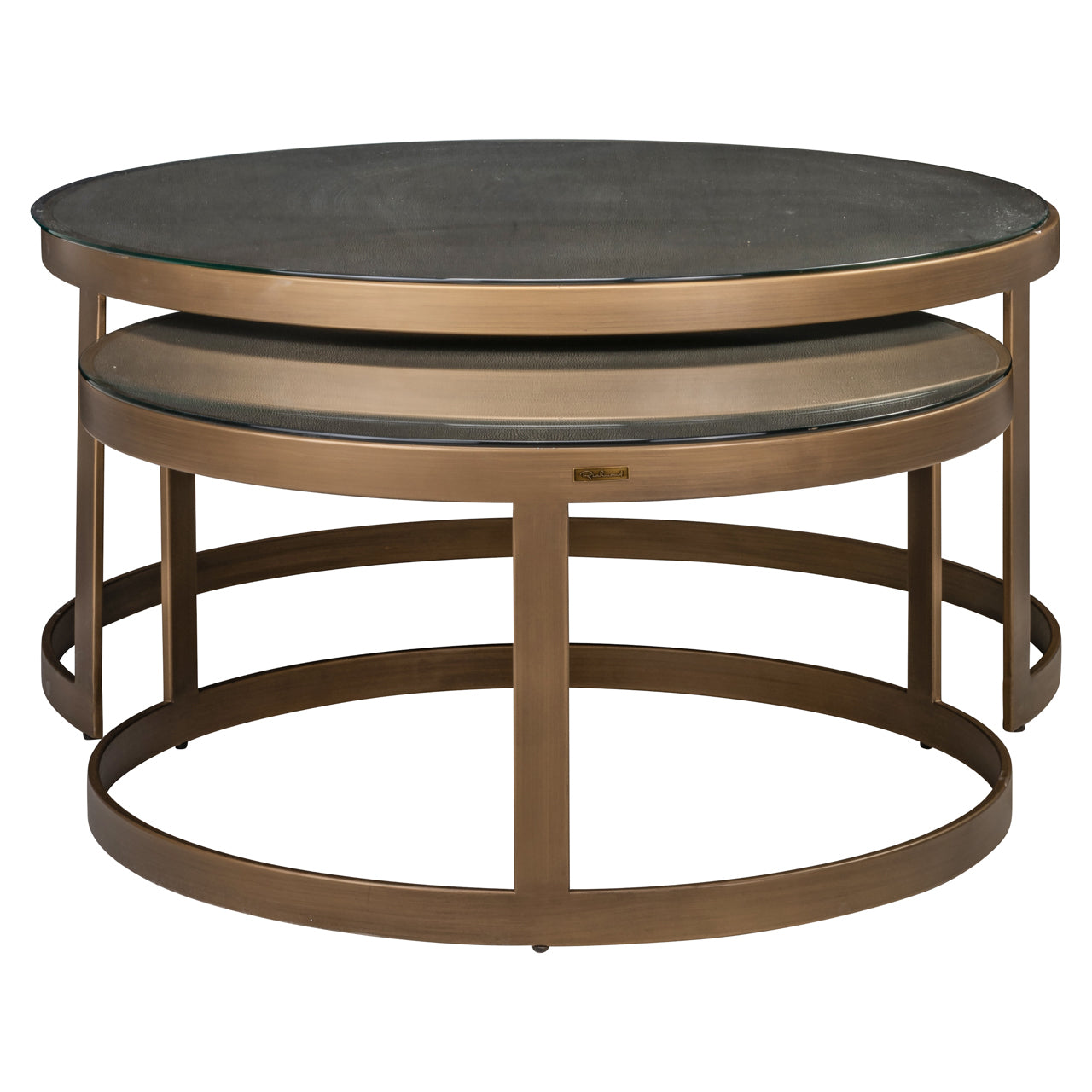 Coffee table Bloomville brass shagreen incl. glass tops (Set of 2)