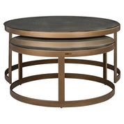 Coffee table Bloomville brass shagreen incl. glass tops (Set of 2)