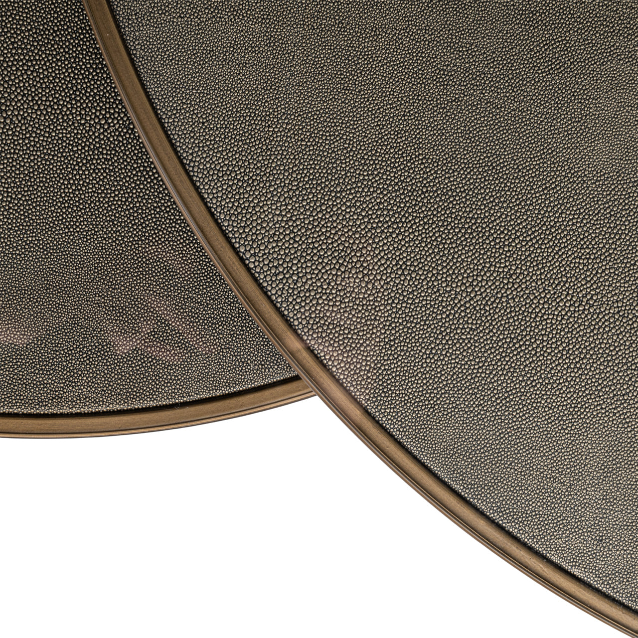 Coffee table Bloomville brass shagreen incl. glass tops (Set of 2)