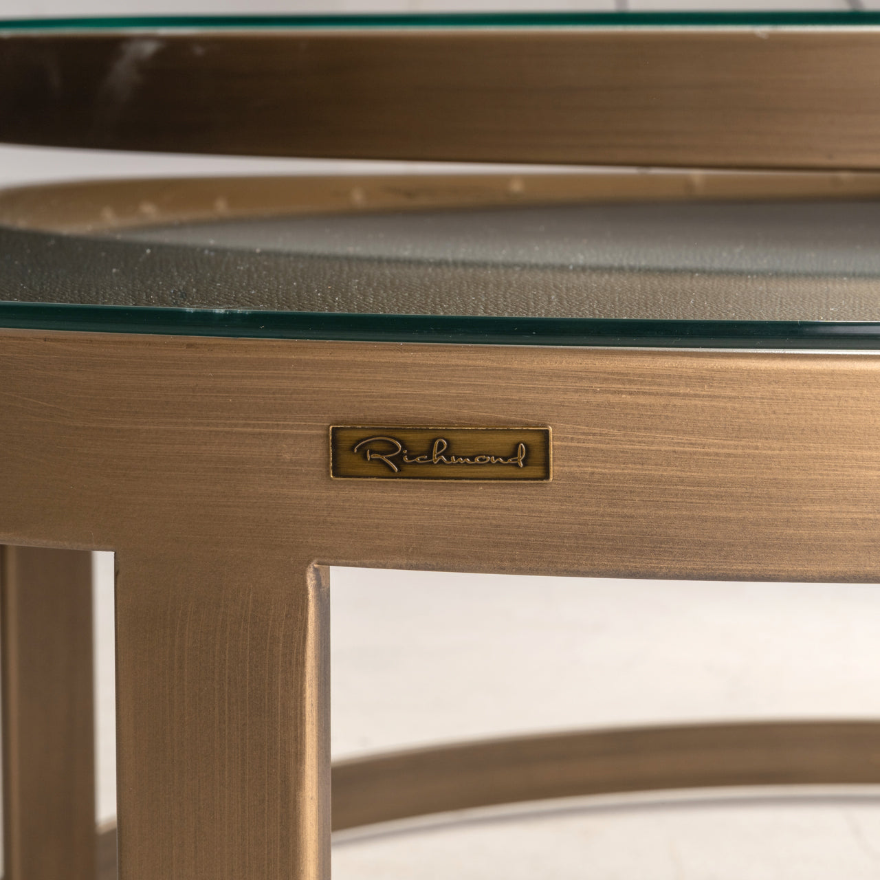 Coffee table Bloomville brass shagreen incl. glass tops (Set of 2)