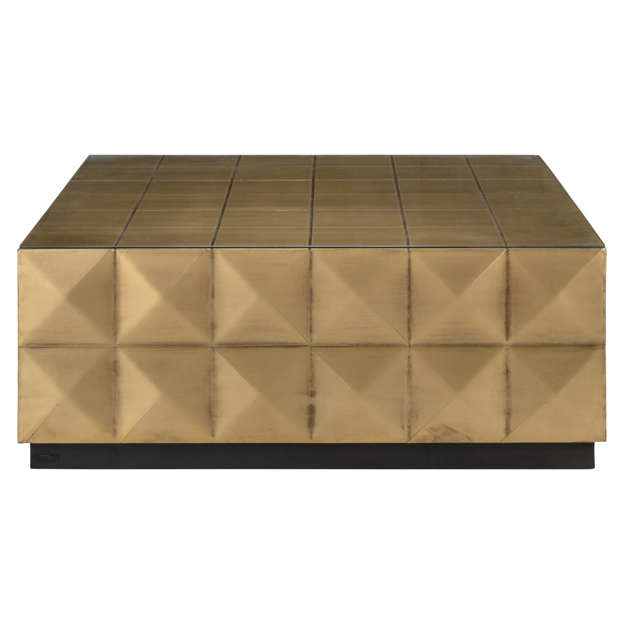 Coffee table Collada brushed gold incl. glass top