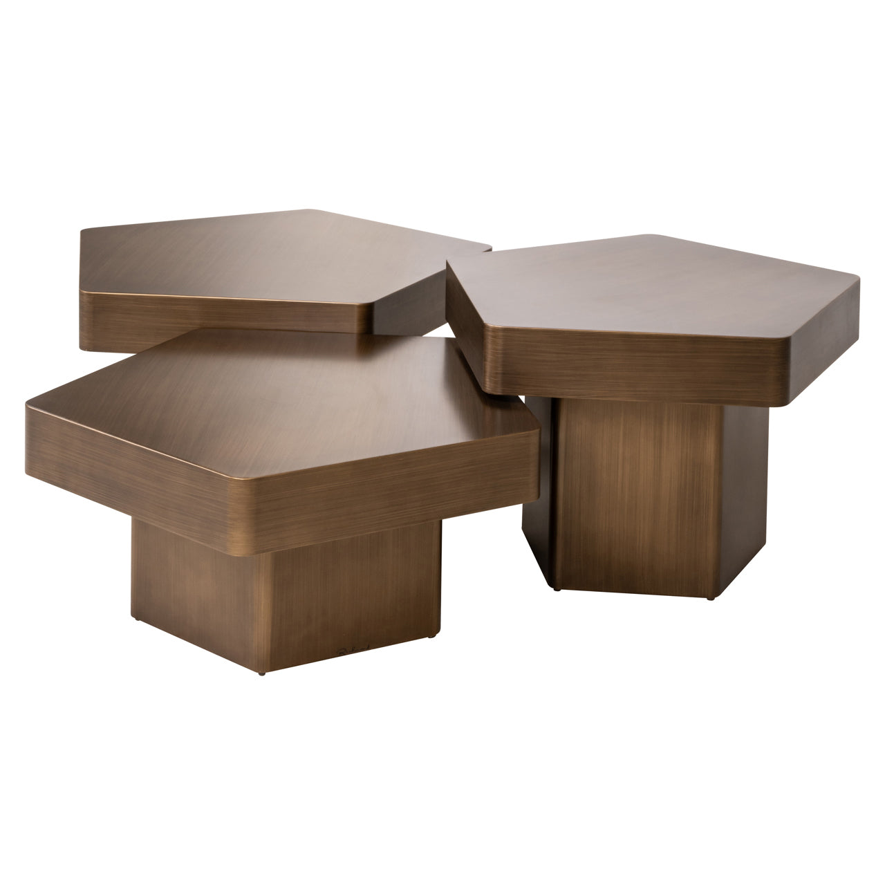 Coffee table Hexa brushed gold (Set of 3)