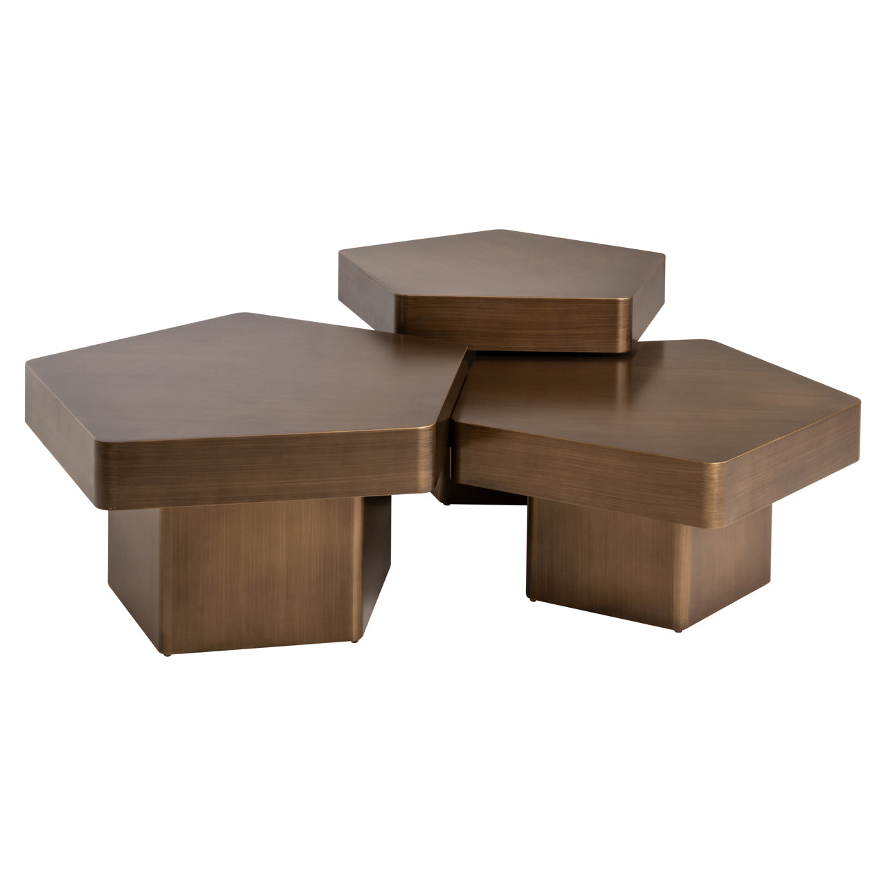 Coffee table Hexa brushed gold (Set of 3)