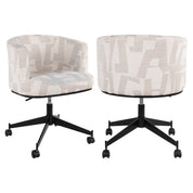 Dining chair Rochenne beige graffic swivel on wheels