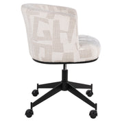 Dining chair Rochenne beige graffic swivel on wheels
