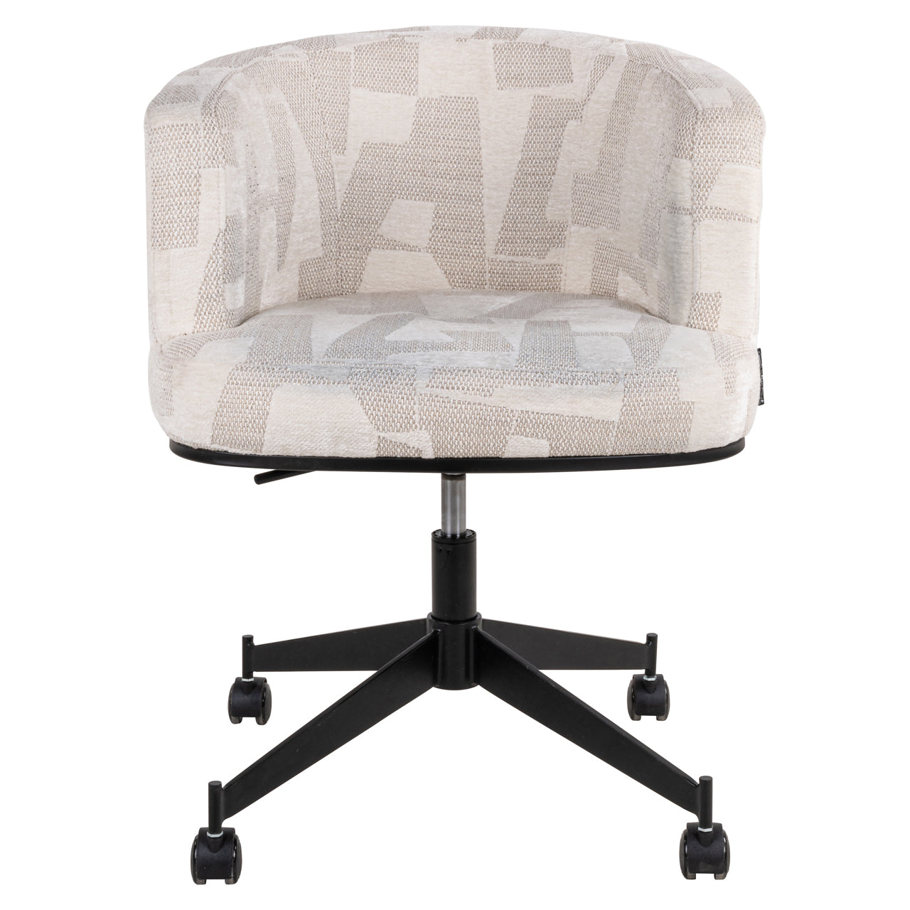 Dining chair Rochenne beige graffic swivel on wheels