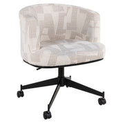 Dining chair Rochenne beige graffic swivel on wheels