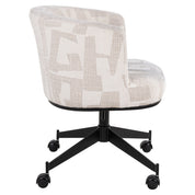Dining chair Rochenne beige graffic swivel on wheels