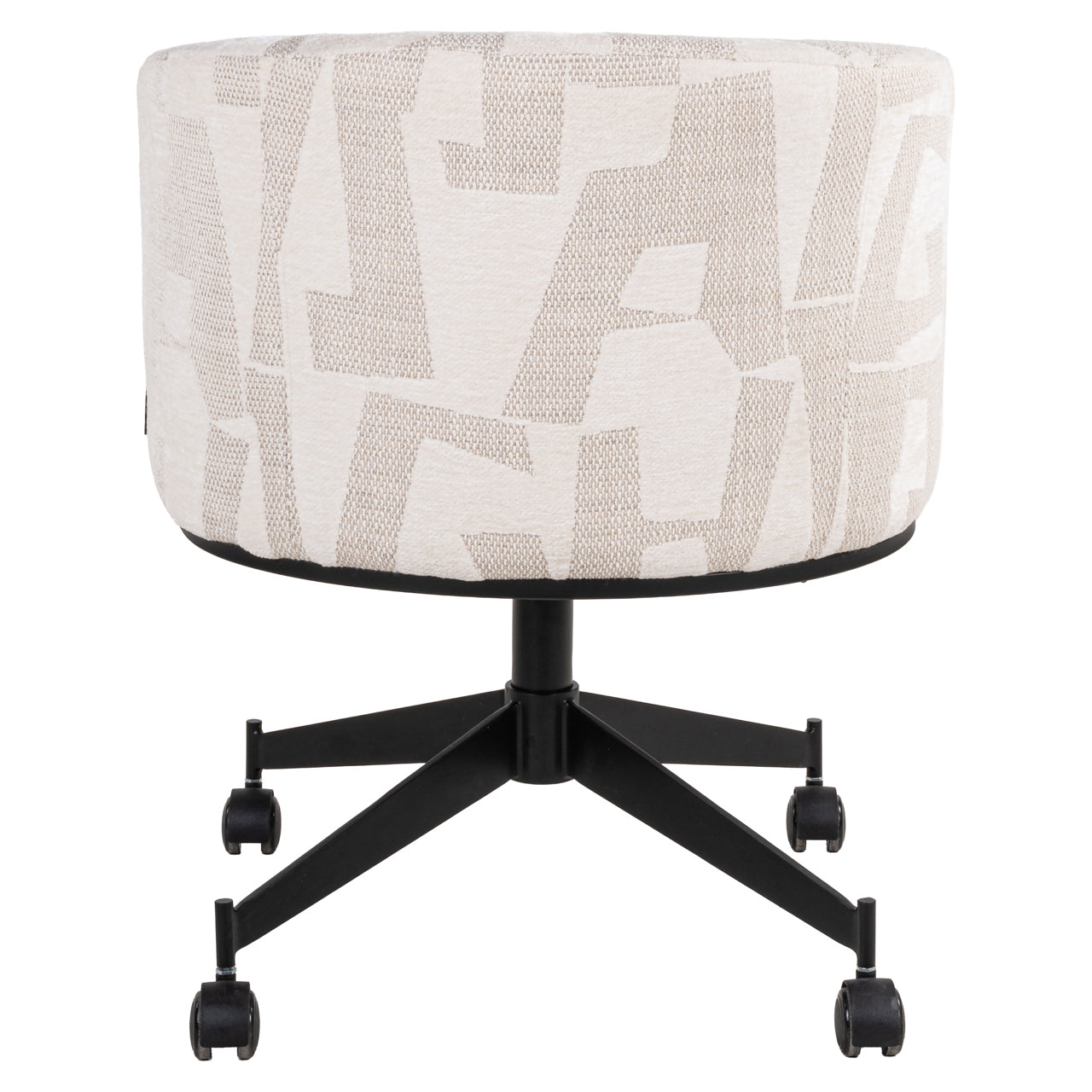 Dining chair Rochenne beige graffic swivel on wheels
