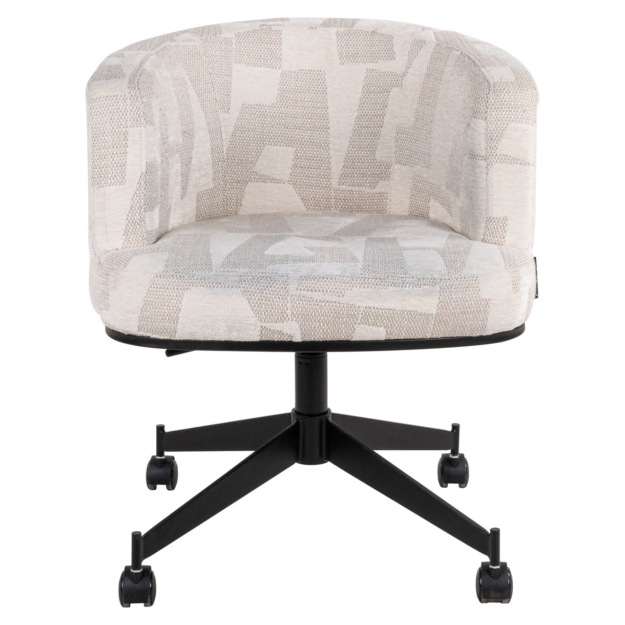 Dining chair Rochenne beige graffic swivel on wheels