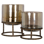 Hurricane light Ropia brass antique small