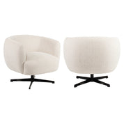Lounge chair Estelle beige blockweave swivel