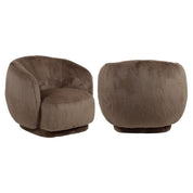Lounge chair Negreslo brown fluffy swivel