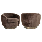 Lounge chair Colmar chocolat fluffy swivel