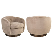 Lounge chair Colmar khaki fluffy swivel