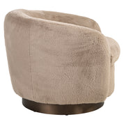 Lounge chair Colmar khaki fluffy swivel