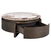 Coffee table Langford brown 90Ø 1-drawer
