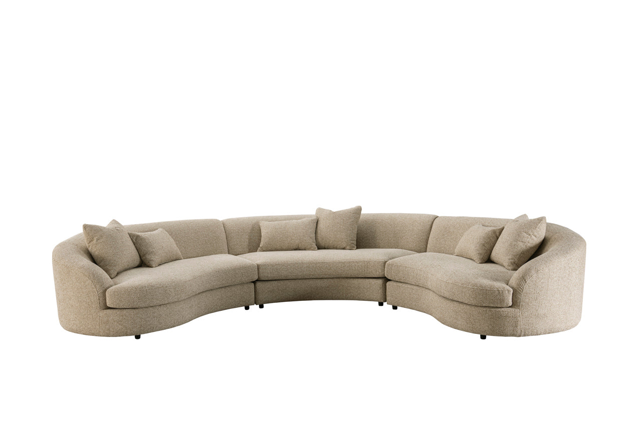 Sofa Morena cream blockweave 3-seater arm left + corner + 3-seater arm right