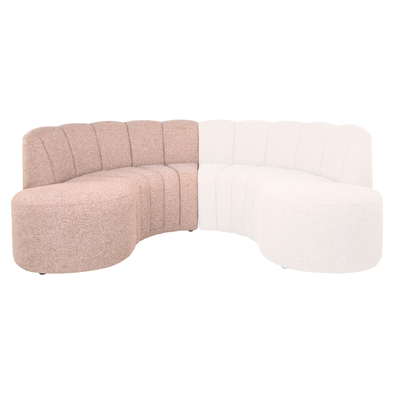 Dining bench Landmark customized open end left round - fully upholstered