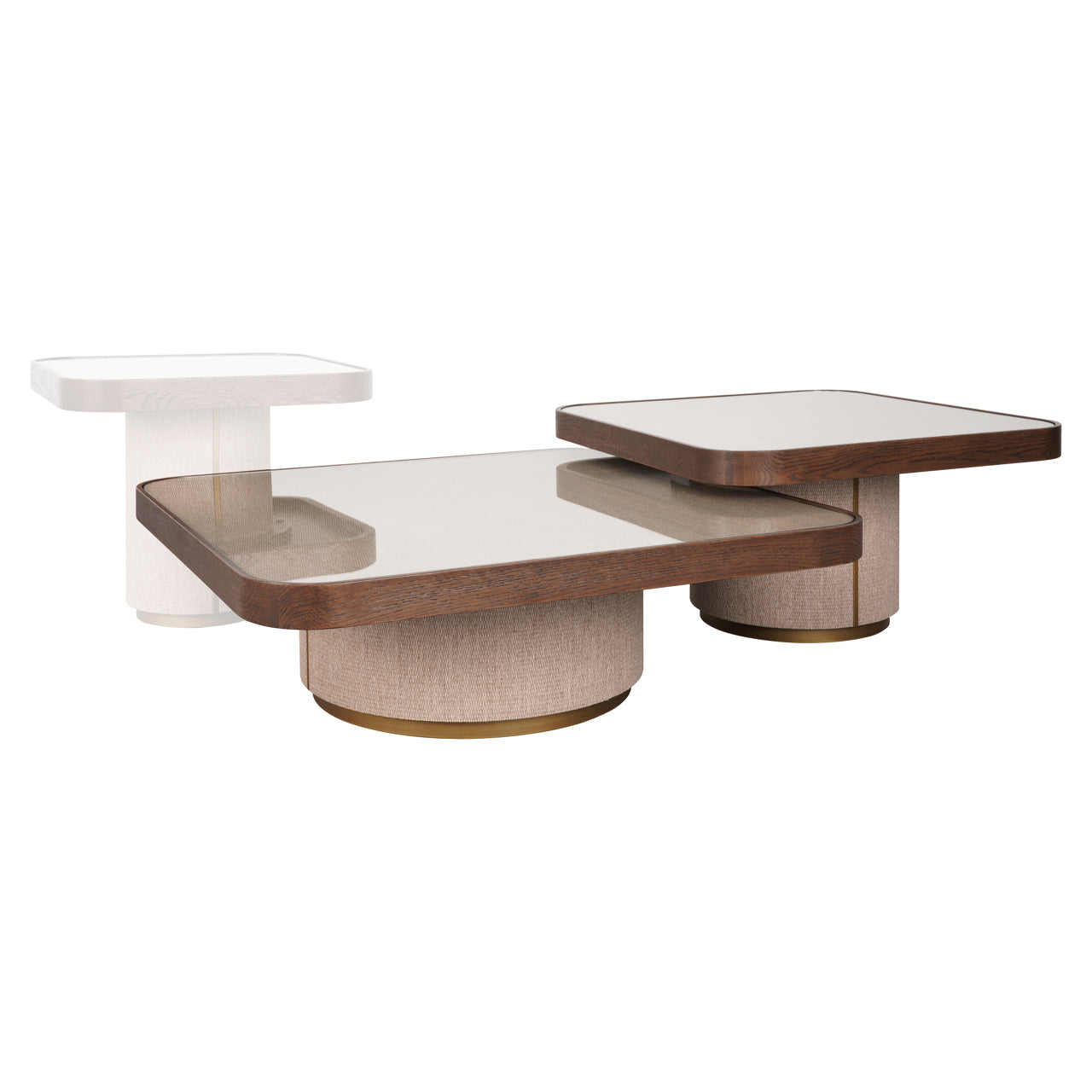 Coffee table Willox beige  including glass (Set of 2)