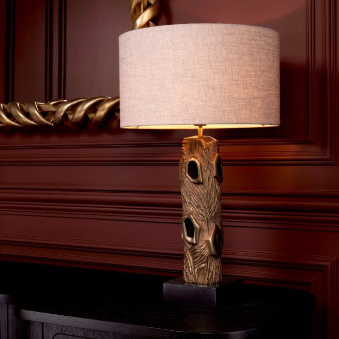 Table Lamp Vigentino vintage brass finish incl shade