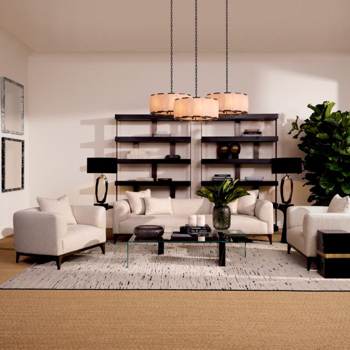 Sofá Brannan bouclé blanco tiza