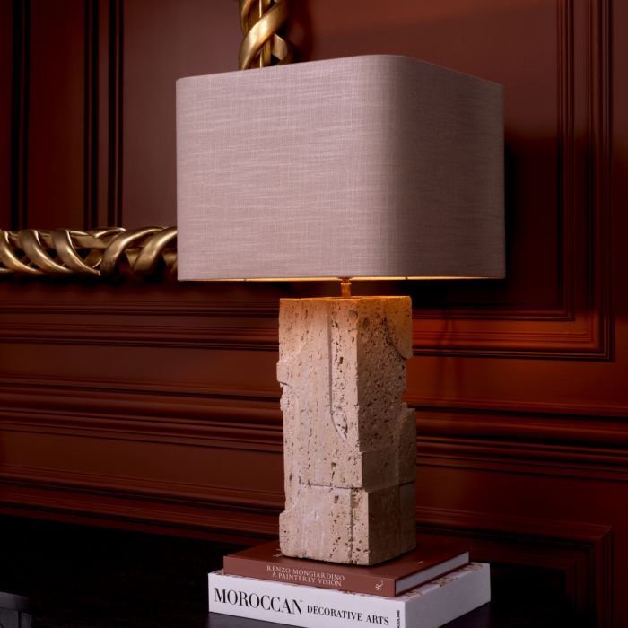 Table Lamp Mazzini travertine incl shade