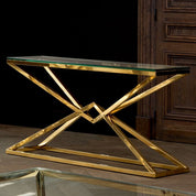 Mesa consola Connor L acabado dorado