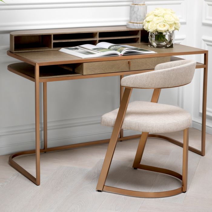 Dining Chair Dexter brushed brass finish loki natural
