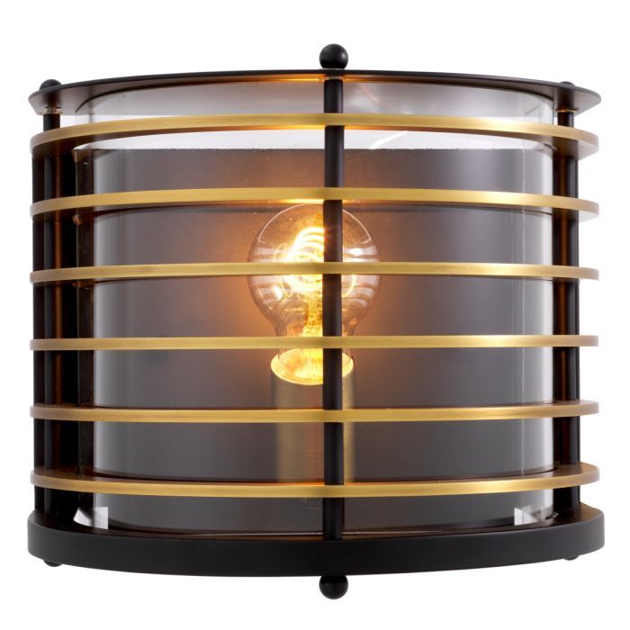 Aplique Exterior Logan acabado negro cristal transparente