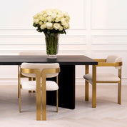 Dining Chair Donato brushed brass finish bouclé cream