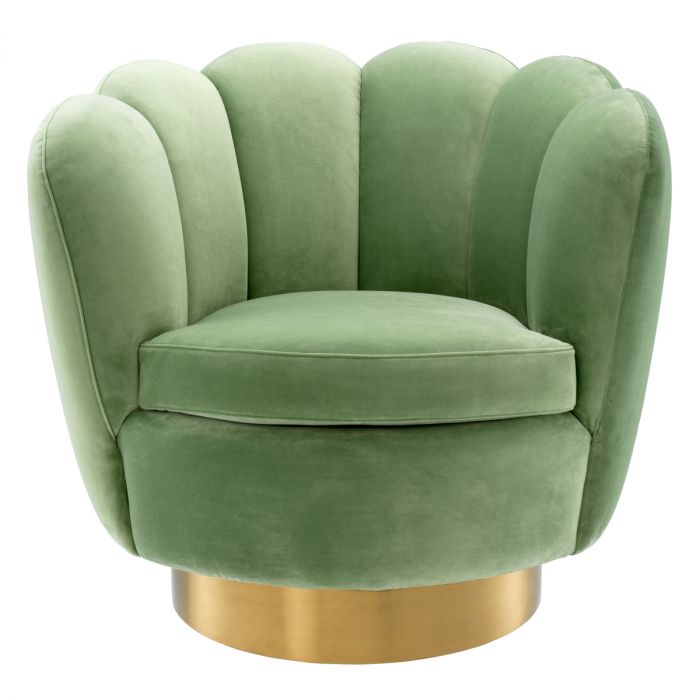 Silla giratoria Mirage savona terciopelo verde pistacho