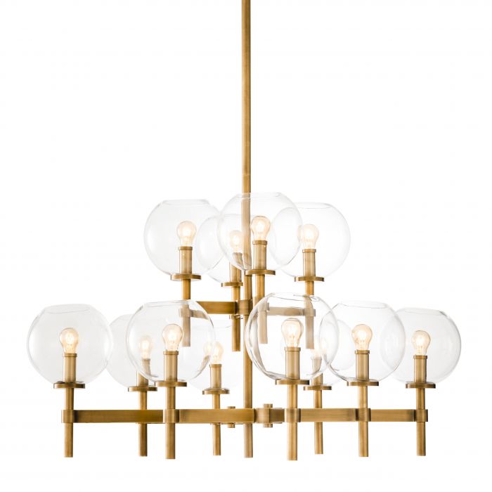 Chandelier Jade L antique brass finish
