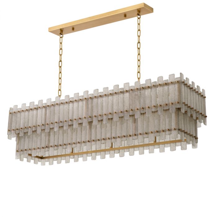 Chandelier Caprera rectangular antique brass finish
