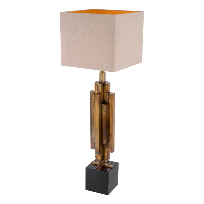Table Lamp Ellis vintage brass finish incl shade