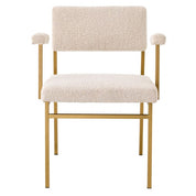 Chair Dunmore brushed brass finish bouclé cream
