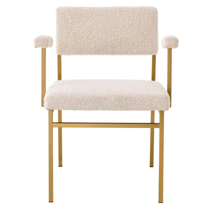 Chair Dunmore brushed brass finish bouclé cream