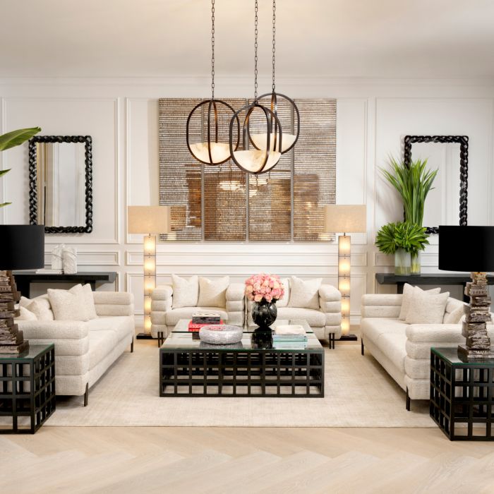 Floor Lamp Ortiz bronze highlight finish incl shade