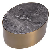 Side Table Porter oval brushed brass finish grey marble