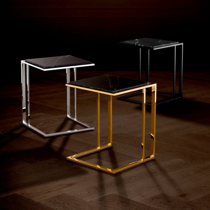 Side Table Cocktail gold finish black marble