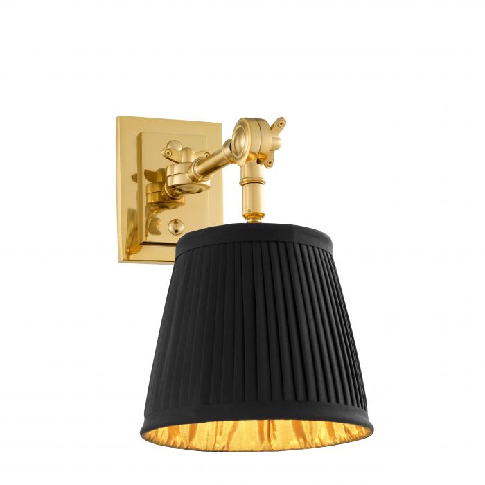 Lámpara de pared Wentworth Single, acabado dorado, incluye pantalla negra.